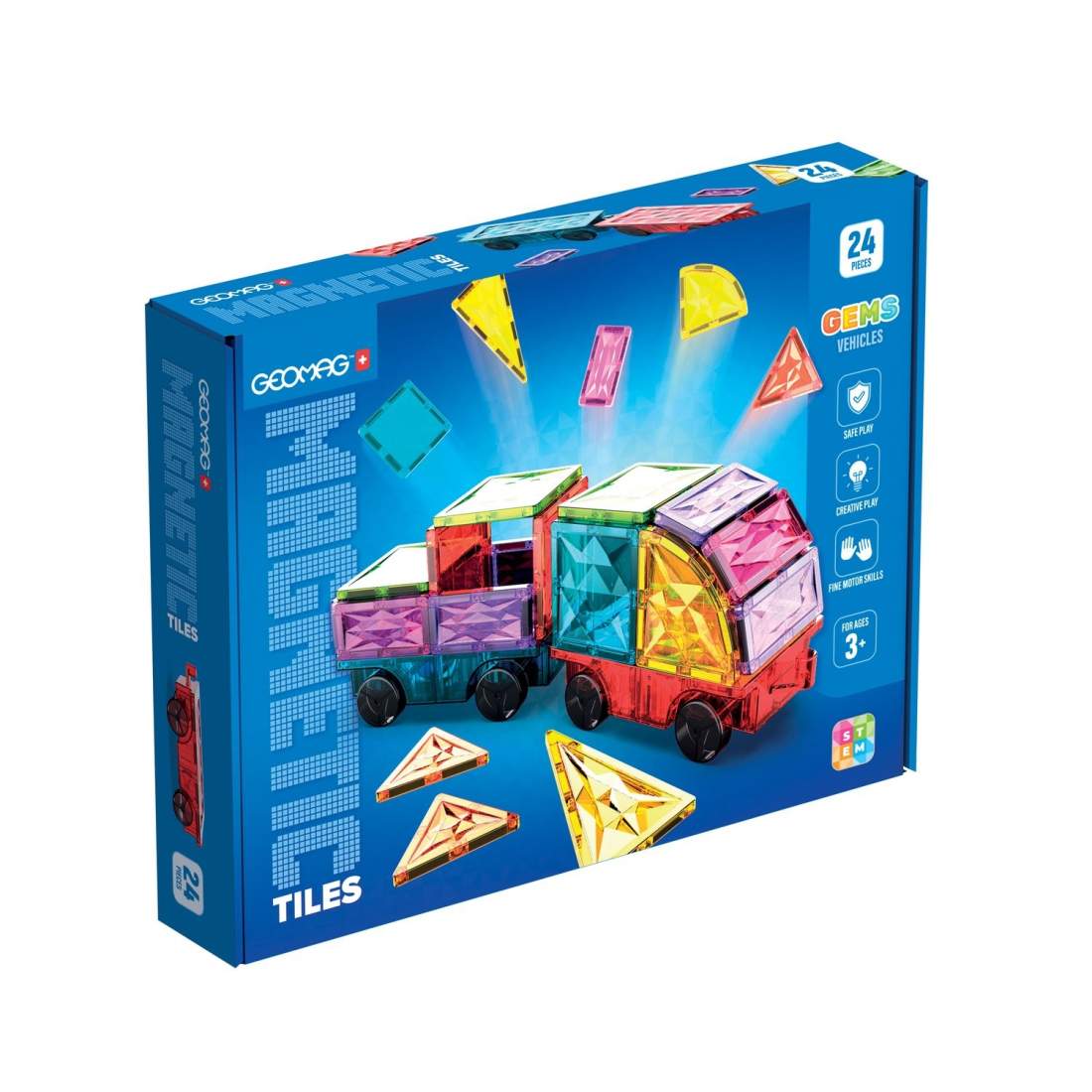 Magnetiska plattor med fordon, 24 delar, från 3 år | Hem & Hobby | Pryloteket