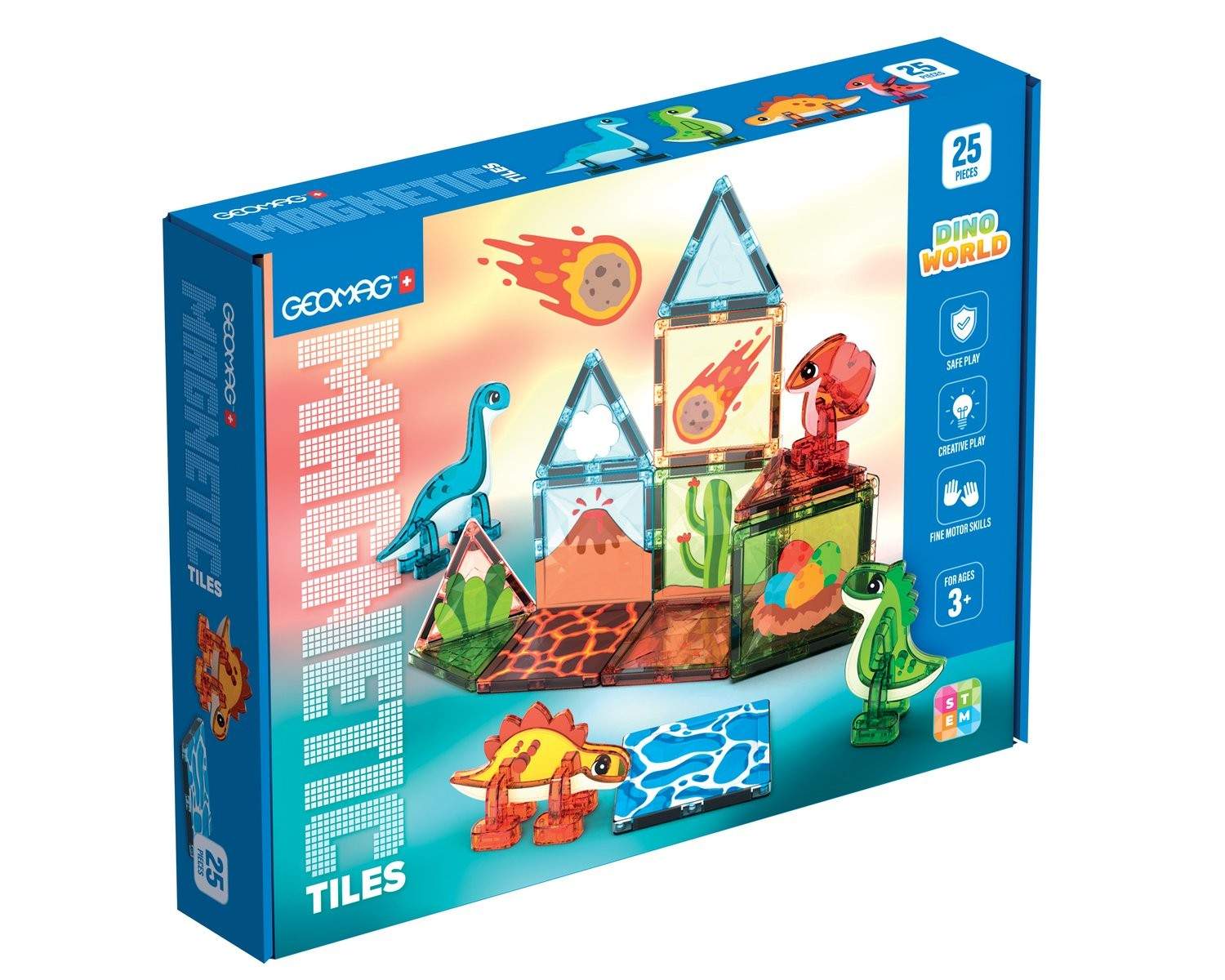 Magnetisk dinosaurverdensæt, 25-delte fliser til børn