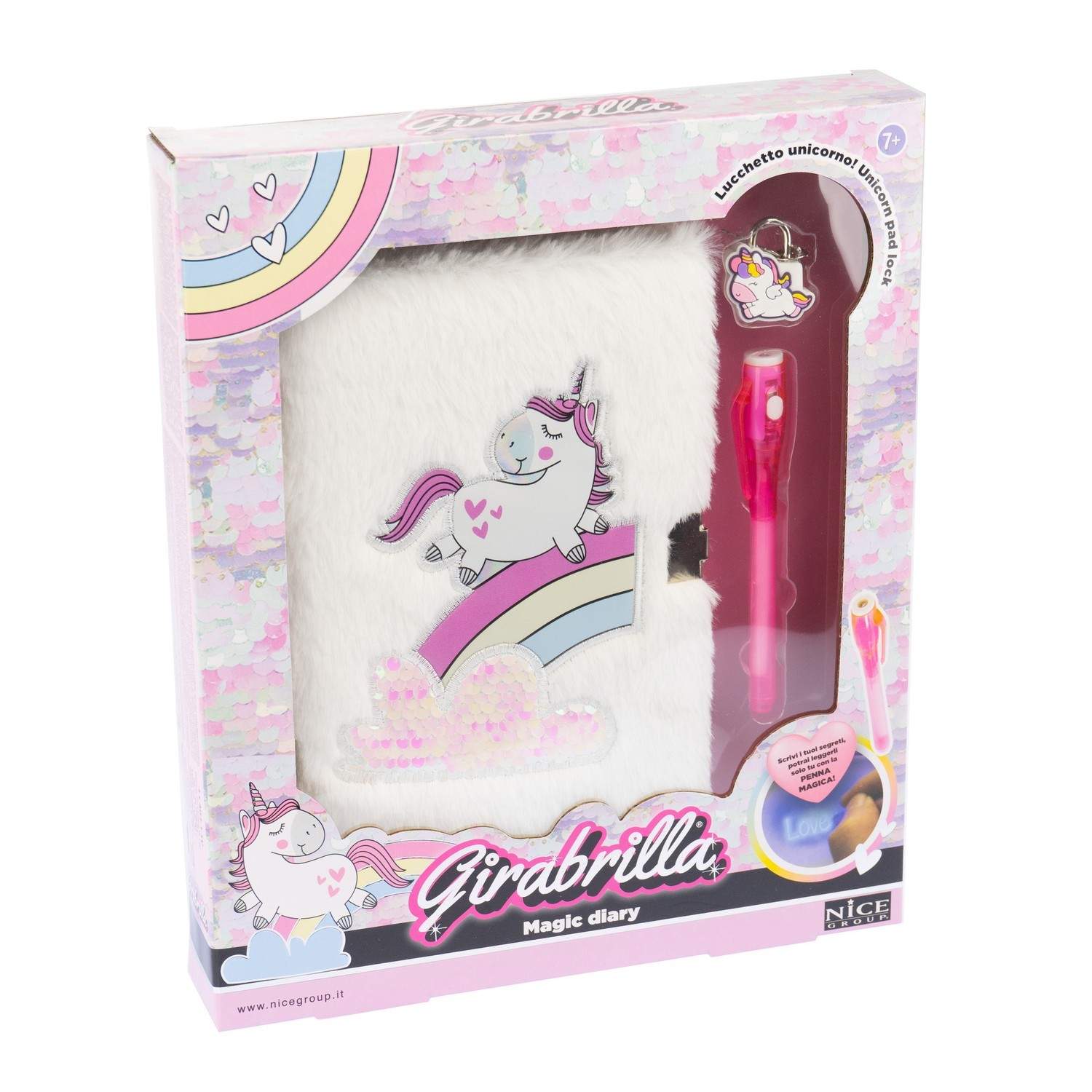 Enhjørningsmagisk dagbog med UV-pen og lås billede