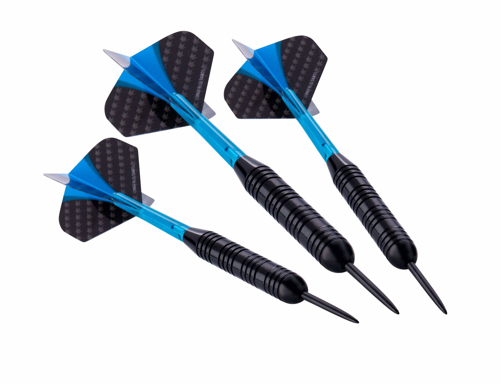 Steeltip Darts 23g, sort løb, blå skafter og flights