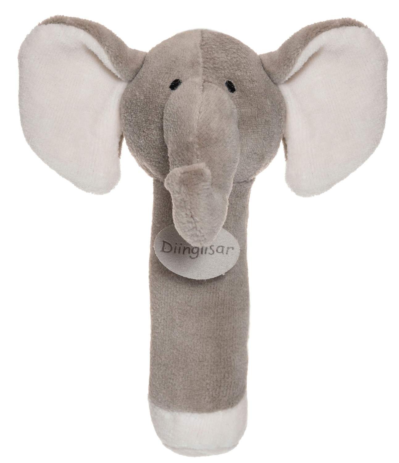 Økologisk elefant babyrangle, blød og nem at gribe, 15 cm