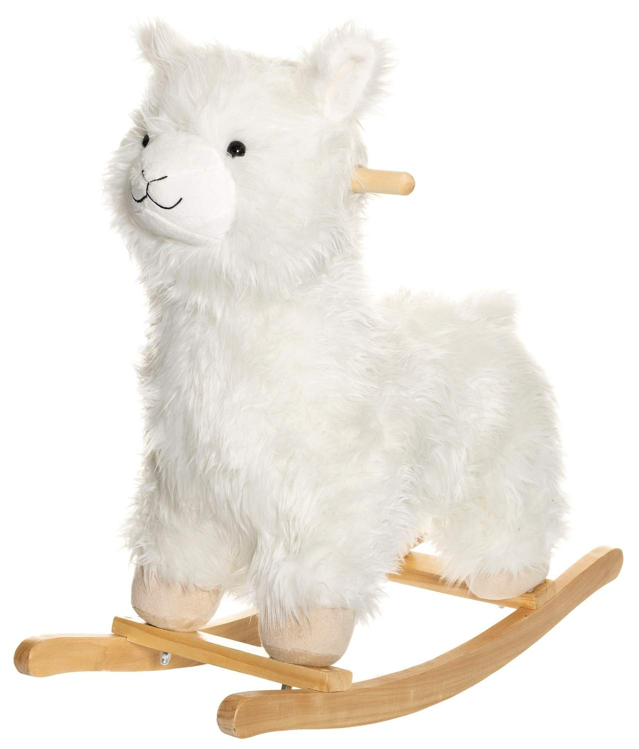 Lama-gyngestol til børn, blød hvid pels, 50 kg kapacitet