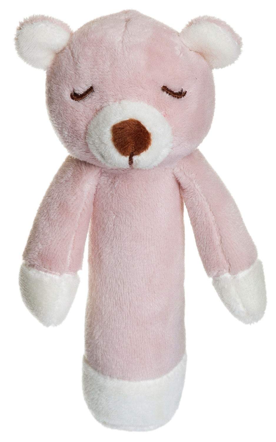 Babys første bløde rangle, grebsvenlig bamse, 14 cm