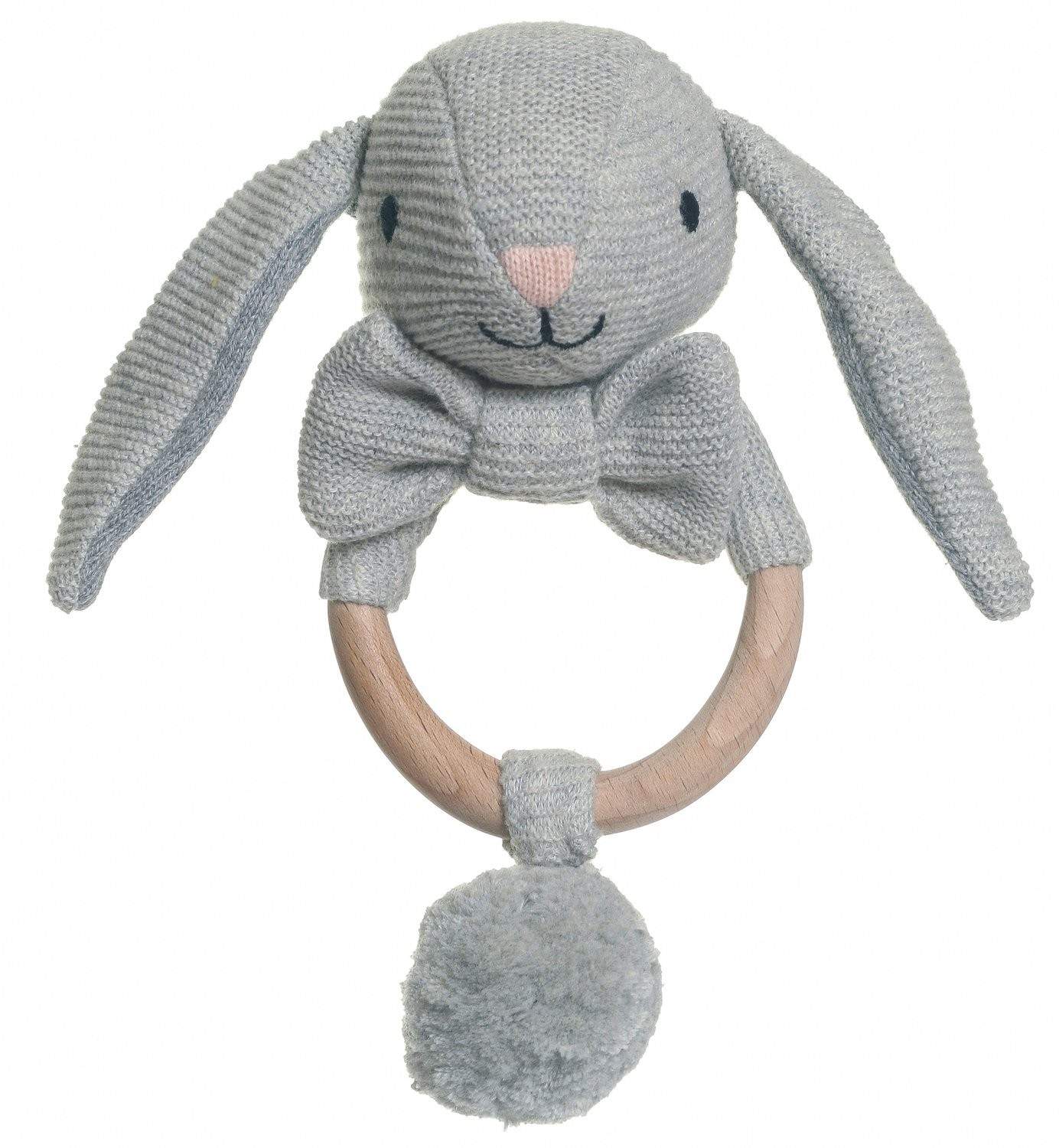 Kaninskallra i ekologisk bomull, mjuk stickad, 16 cm | Hem & Hobby | Pryloteket