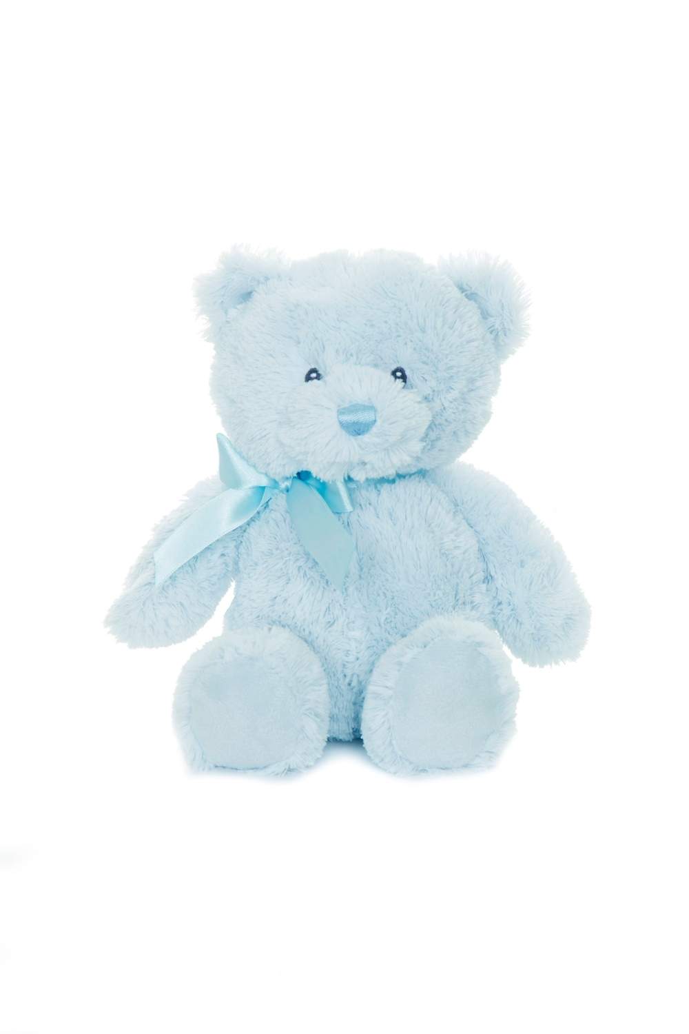 Lille blå bamse, plys, blød og sikker til babyer
