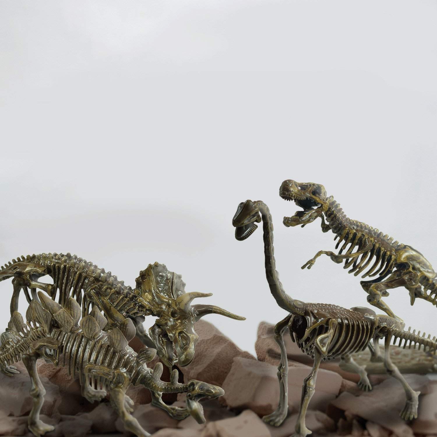 Fossiludgravningssæt, 4 dinosaurmodeller, 46 dele