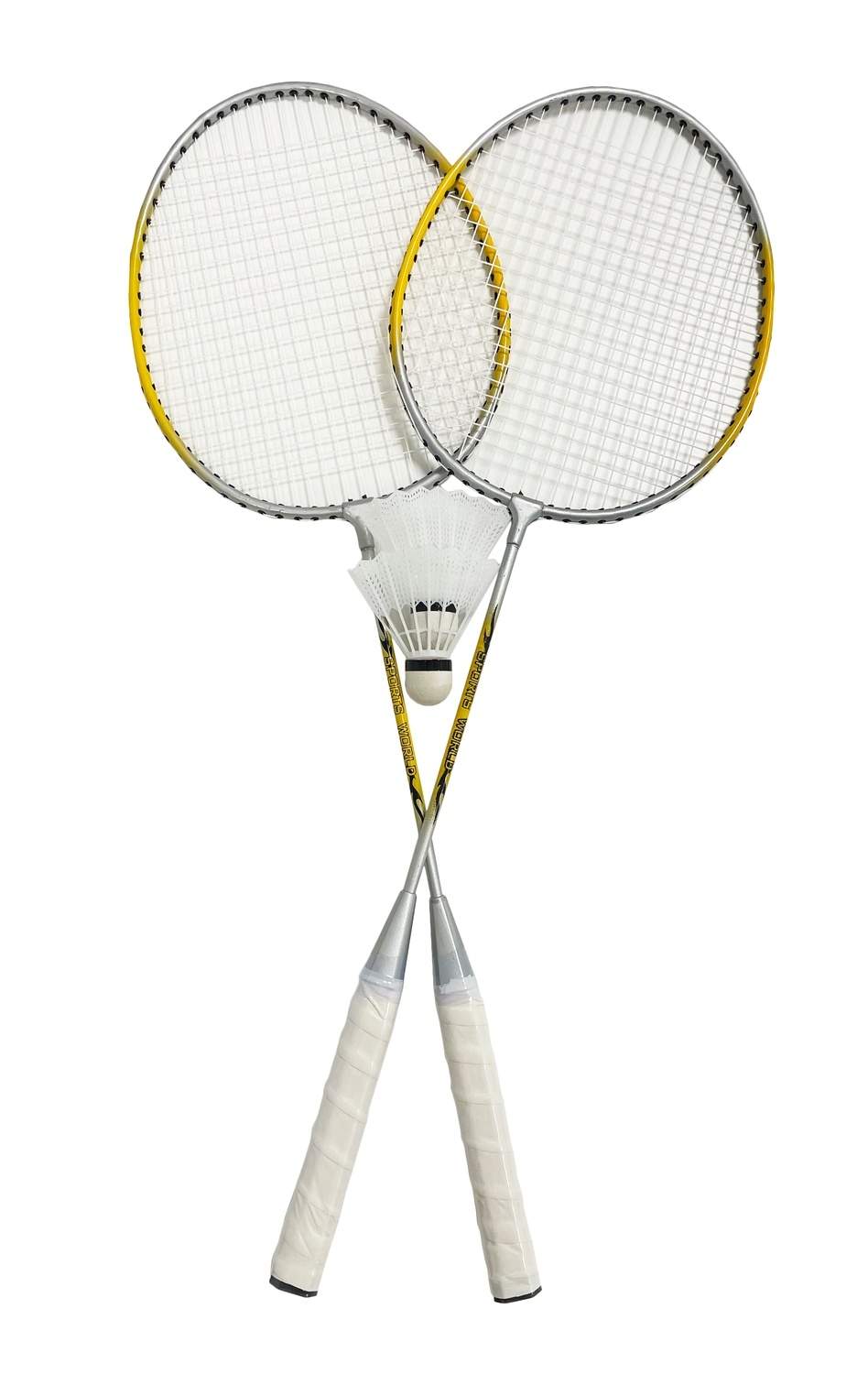 Badmintonsæt til to personer med ketchere, fjerbolde og taske