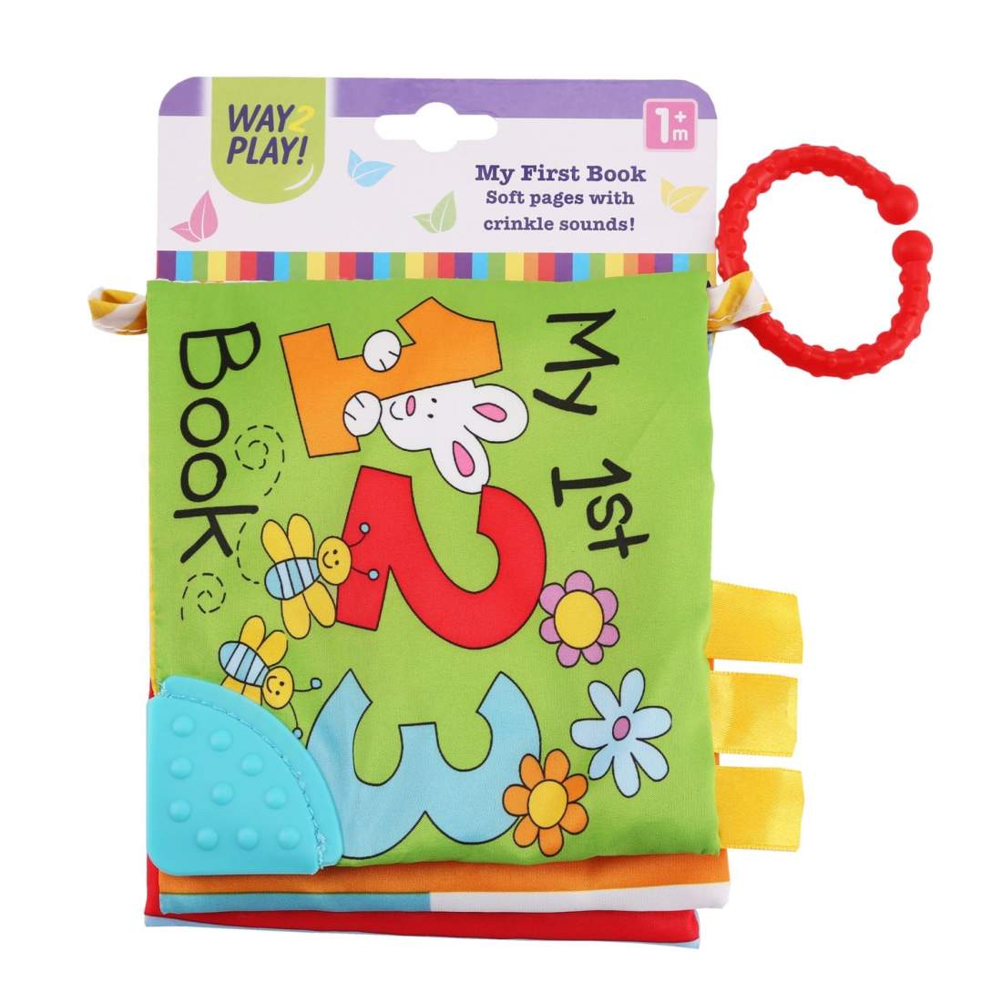 Mjuk babybok med bitring och barnvagnsring, 3+ | Hem & Hobby | Pryloteket