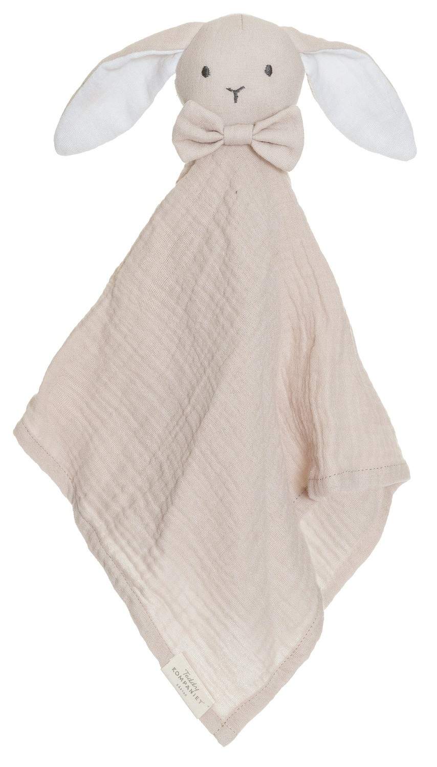 Muslin babydyne, grå kanin, 40x40 cm, blød bomuld