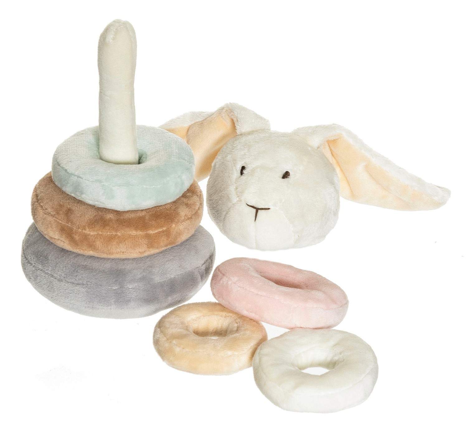 Blød pastel ringstablerlegetøj, kanindesign, 20 cm billede