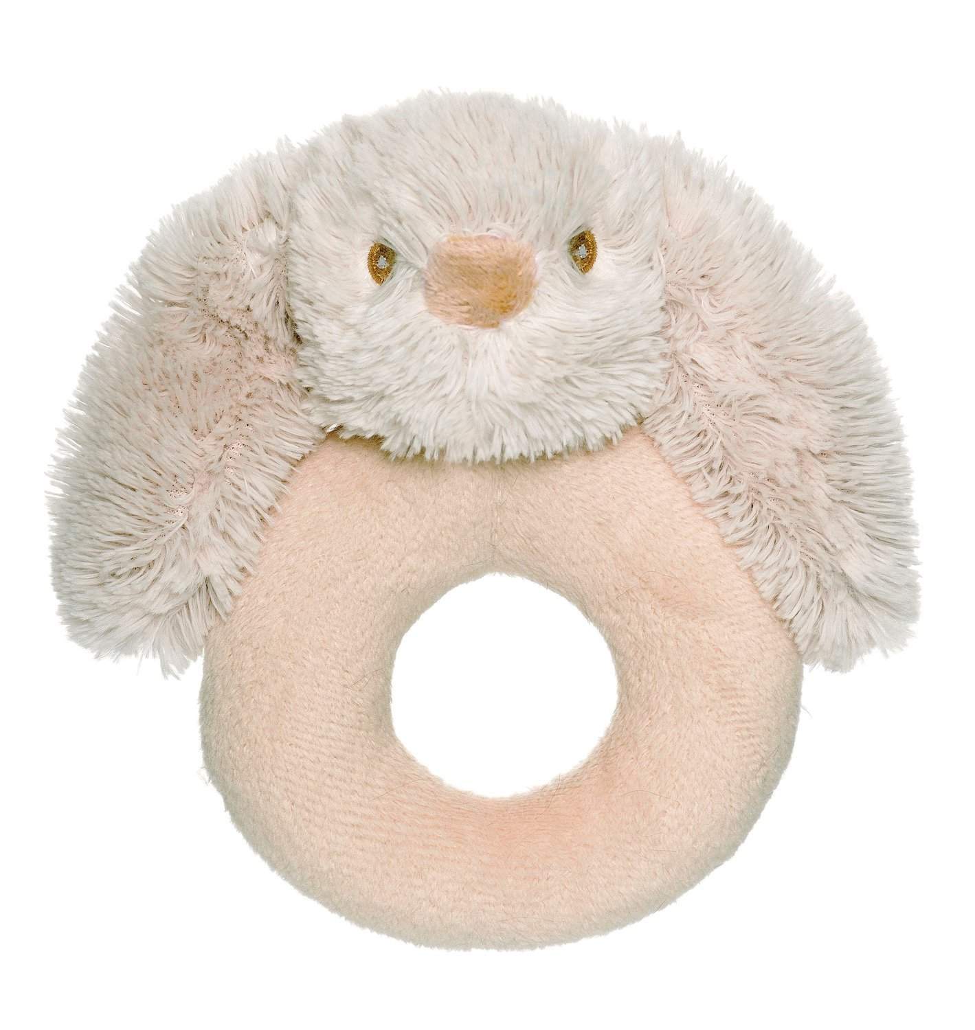 Babys første ringrangle, blød beige kanin, 14 cm