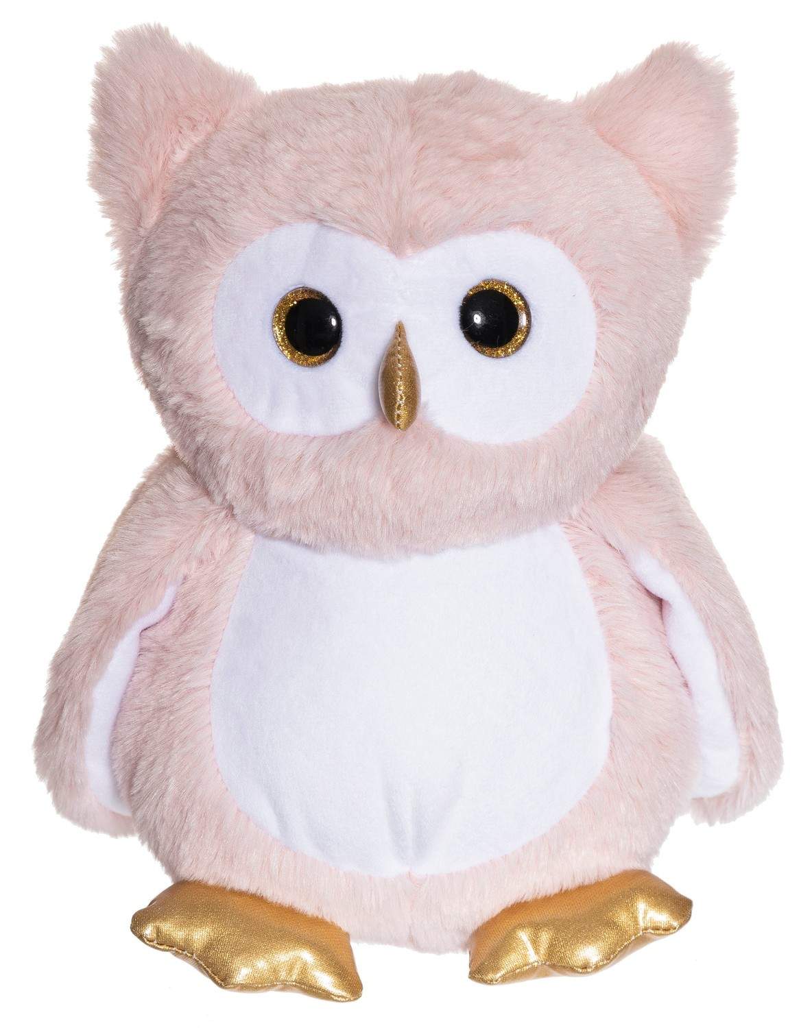 Lysende ugle natlampe, lyserød, 25 cm, maskinvaskbar billede