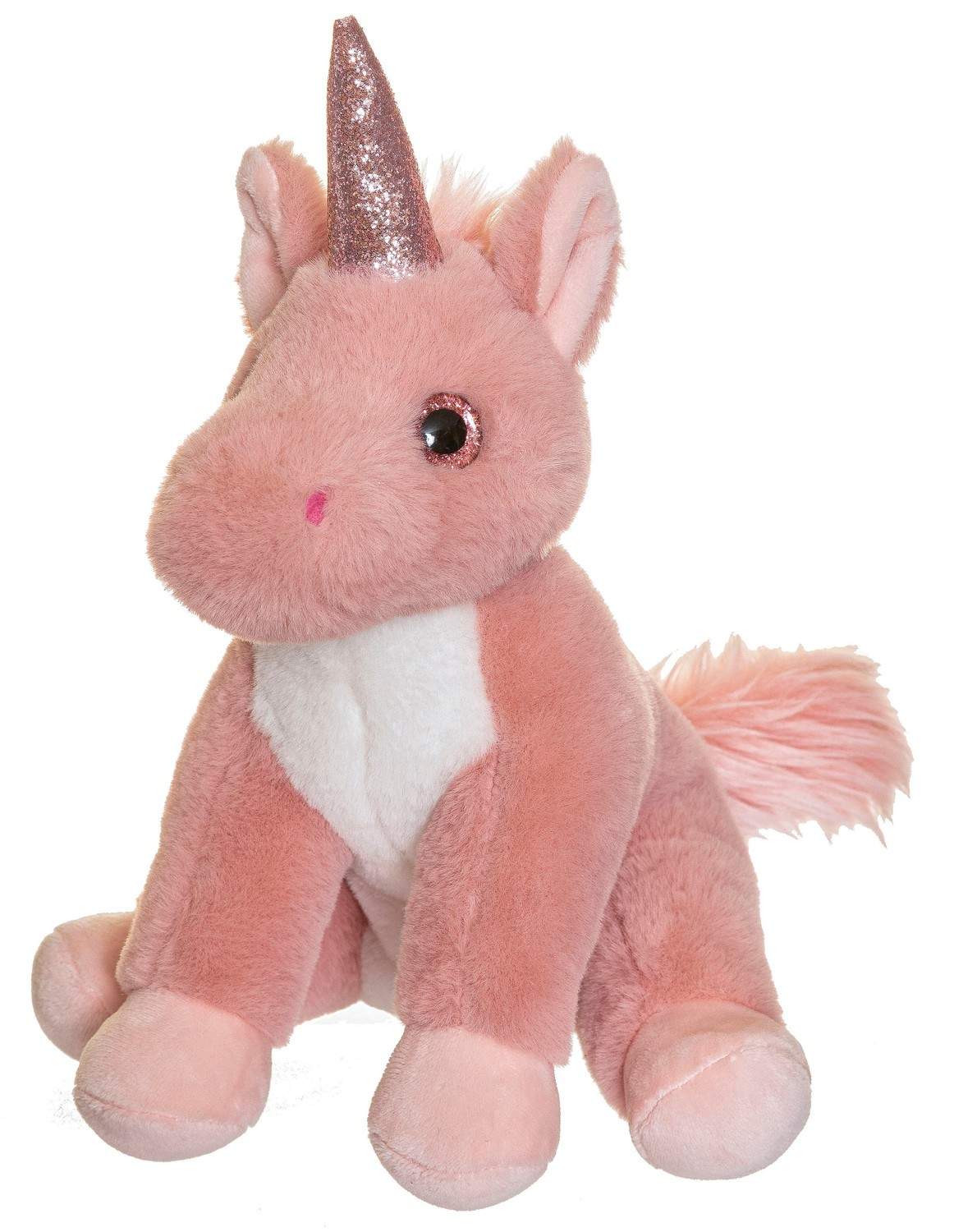 Enhjørning plyslegetøj, støvet pink, 25 cm, glitrende horn
