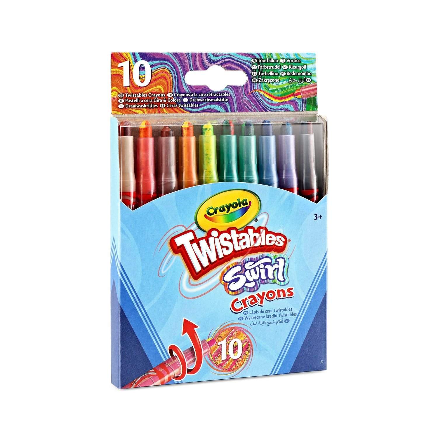 Swirl Mini Twistable Crayons, sæt med 10 flerfarvede farveblyanter
