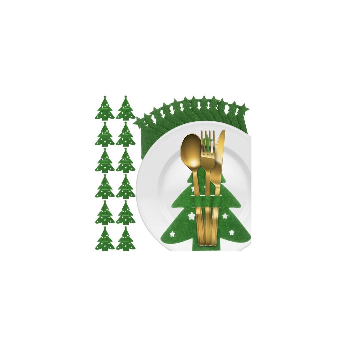 Bestickhållare i filt till julgran, set om 12 | Hem & Hobby | Pryloteket