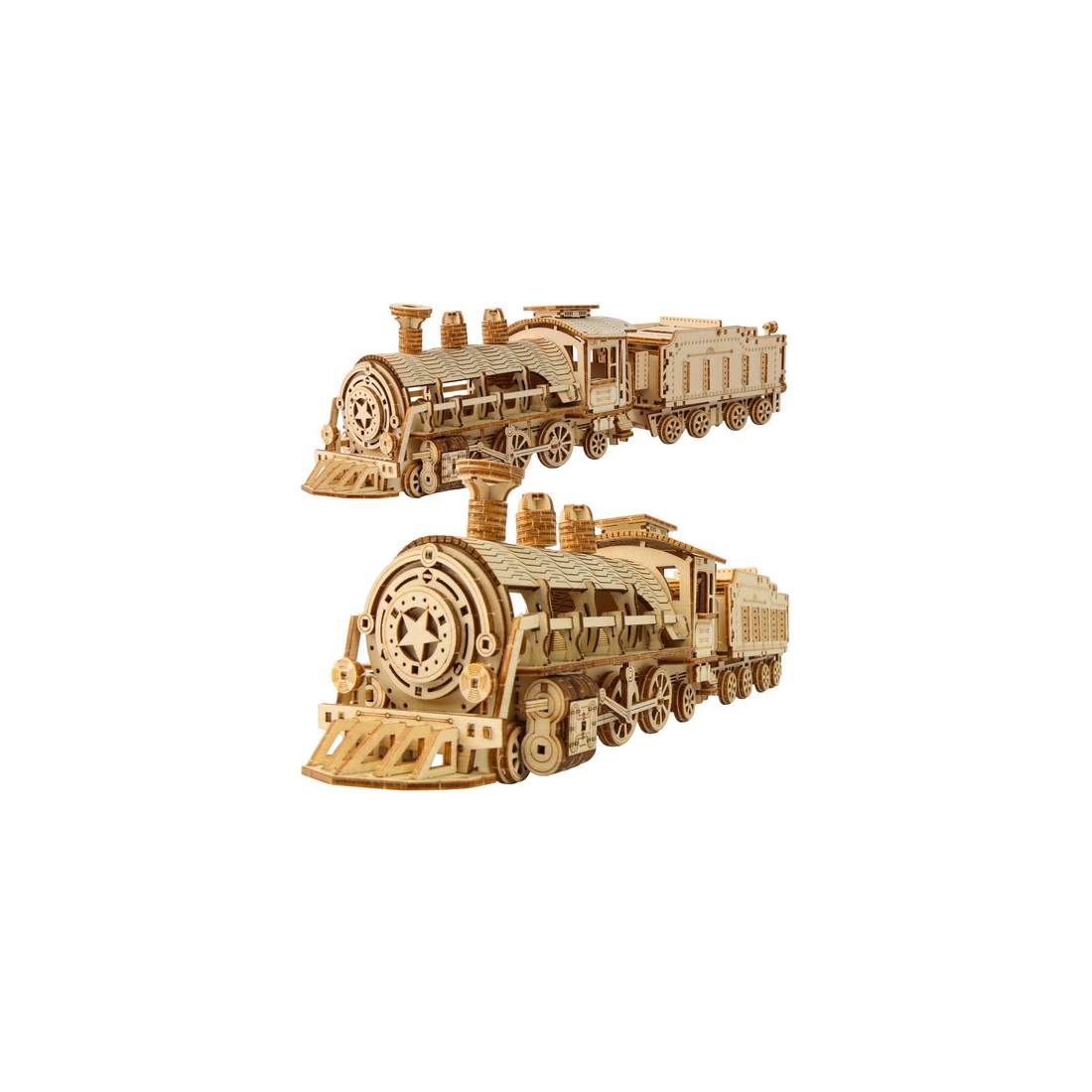3D-puslespil med damplokomotiv i træ, 282 brikker, fra 12 år