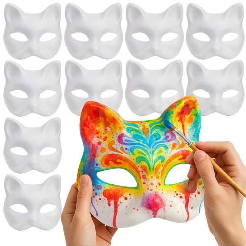 Gør-det-selv kattemasker, sæt med 10 dele til kreativ maling