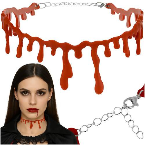 Halloween Blodig Choker Halskæde, Justerbart Kostumetilbehør