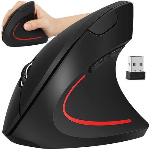 Trådløs ergonomisk vertikal mus, 6 knapper, USB 2,4 GHz