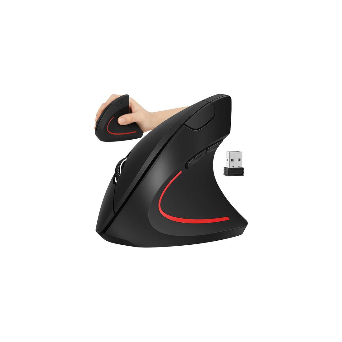 Trådlös ergonomisk vertikal mus, 6 knappar, USB 2.4 GHz | Hem & Hobby | Pryloteket
