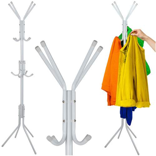Stående tøjstativ, hvid metal, 170 cm, 3 niveauer