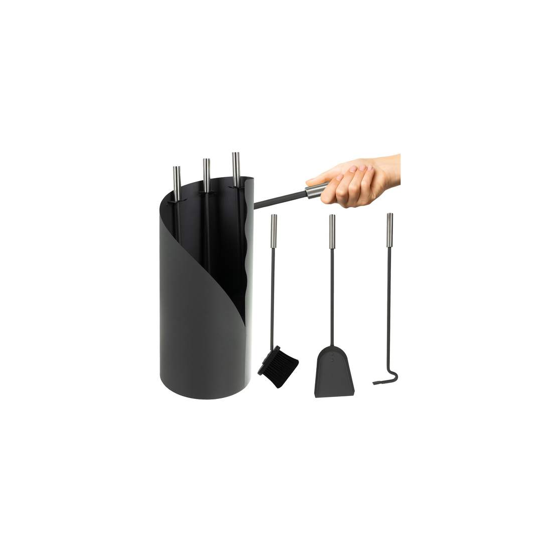 Verktygsset för eldstad, stål 4-i-1 med stativ | Hem & Hobby | Pryloteket