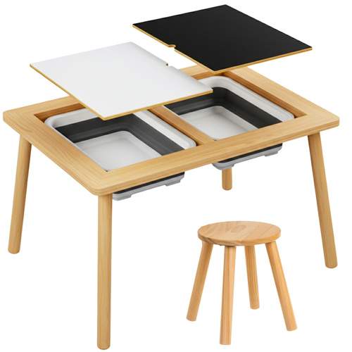 Sensorisk bord- og stolesæt, bøgetræ, Montessori-stil