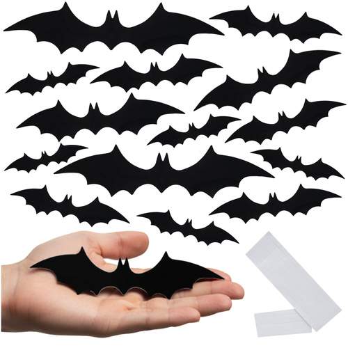 3D Halloween flagermus klistermærker, 56 dele, vægdekorationssæt