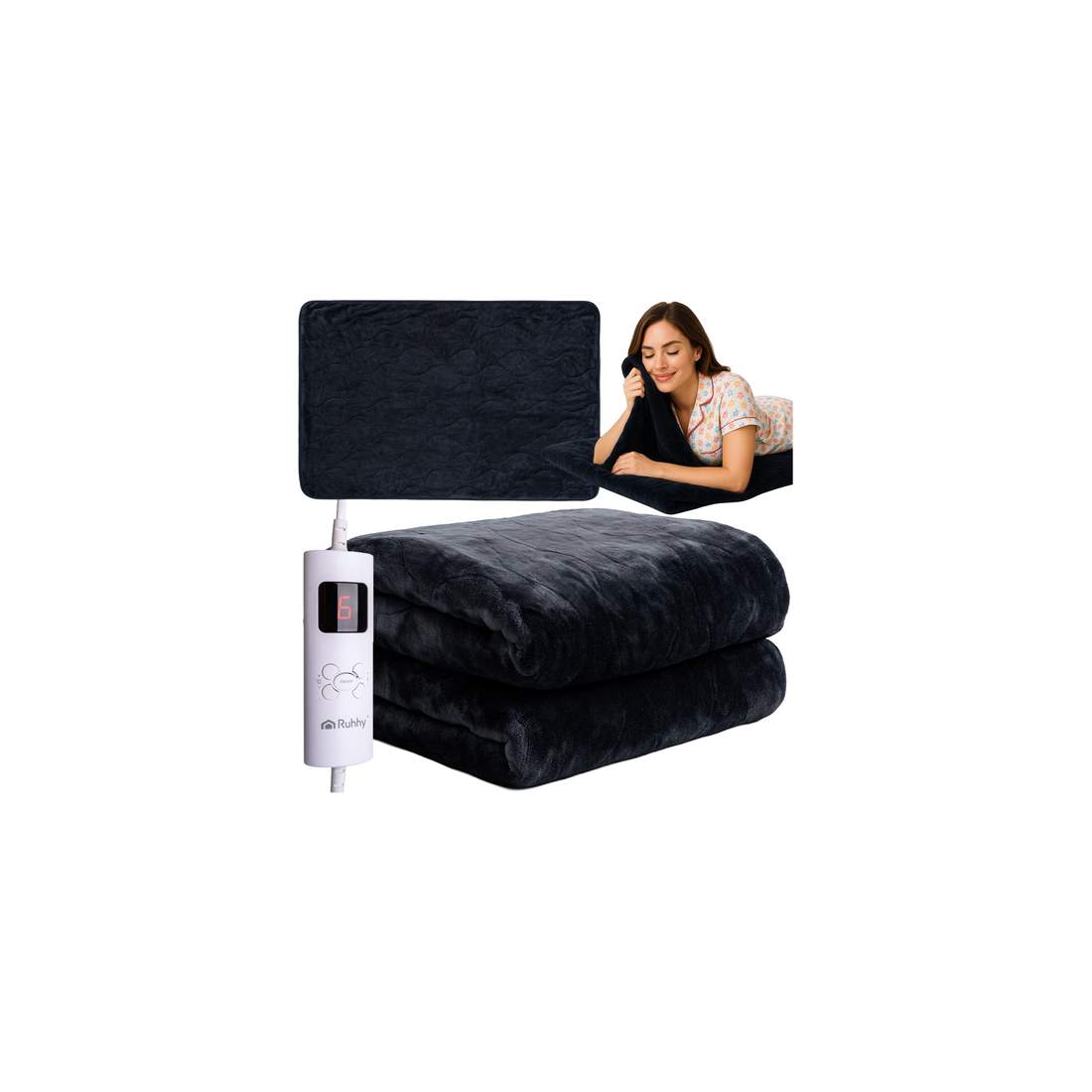 Elektrisk värmefilt, 180x130cm, 6 lägen, fjärrkontroll | Hem & Hobby | Pryloteket