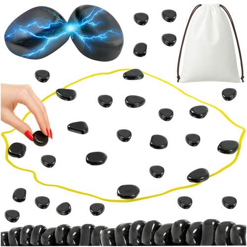 Magnetiske spillesten, sæt med 40 dele, pose og snor