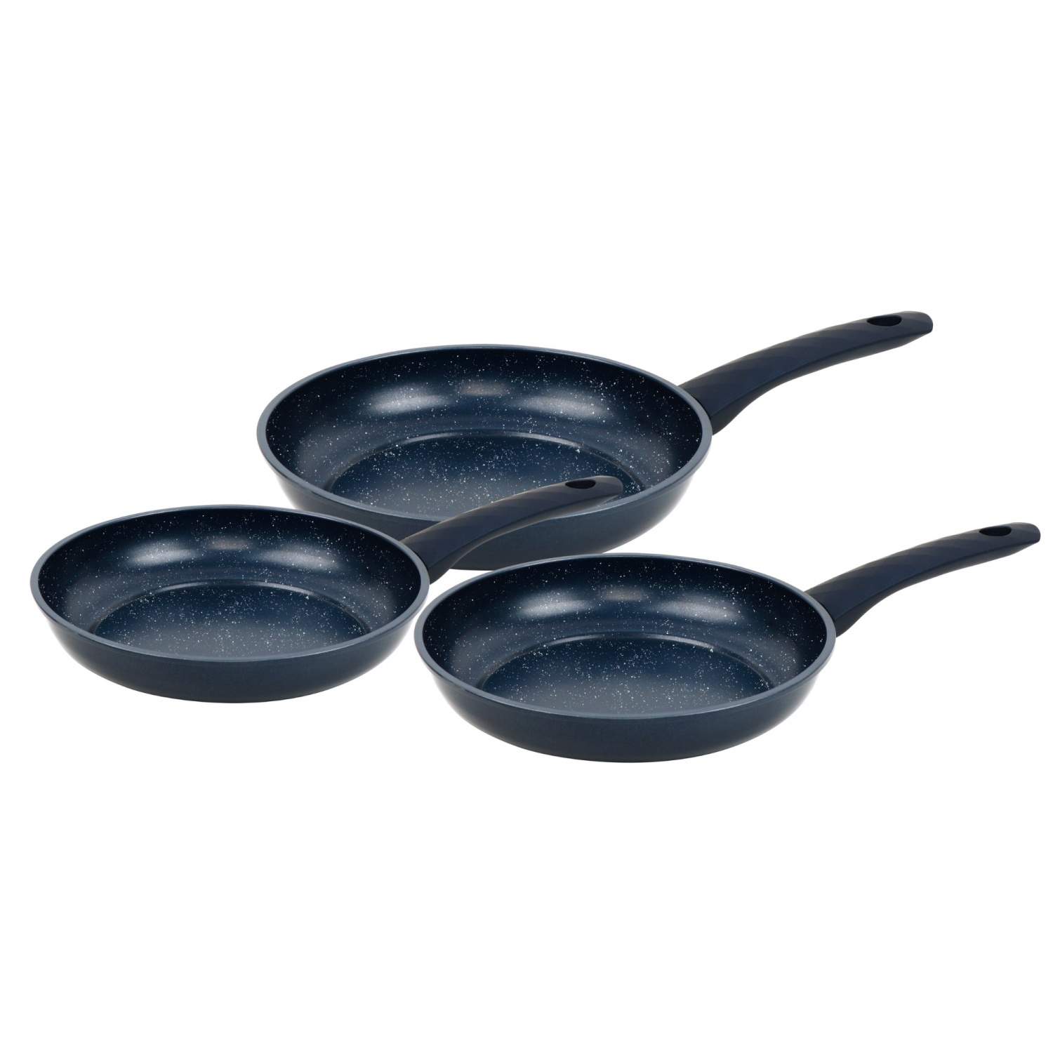 Marmorbelagte stegepandesæt, non-stick, 3 dele