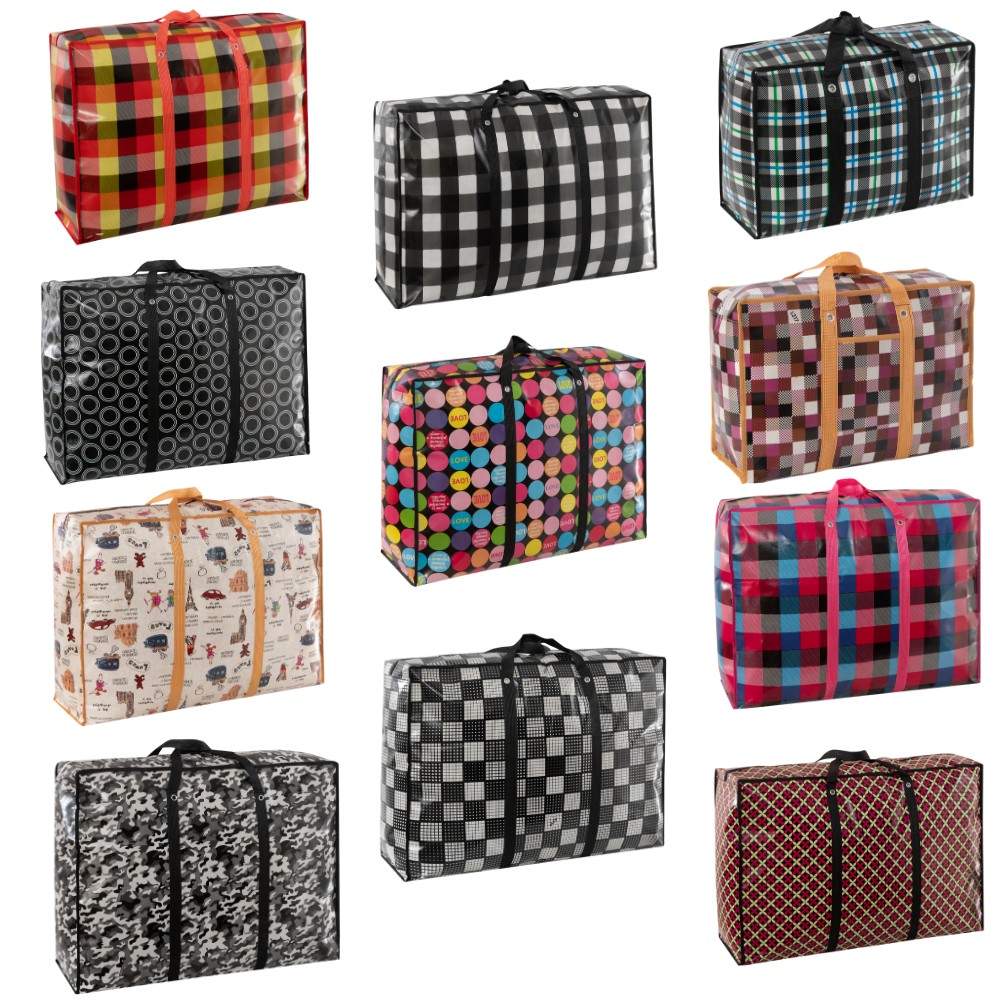 Ikke-vævede indkøbsposer, 10-pak, lynlås og forstærkede håndtag