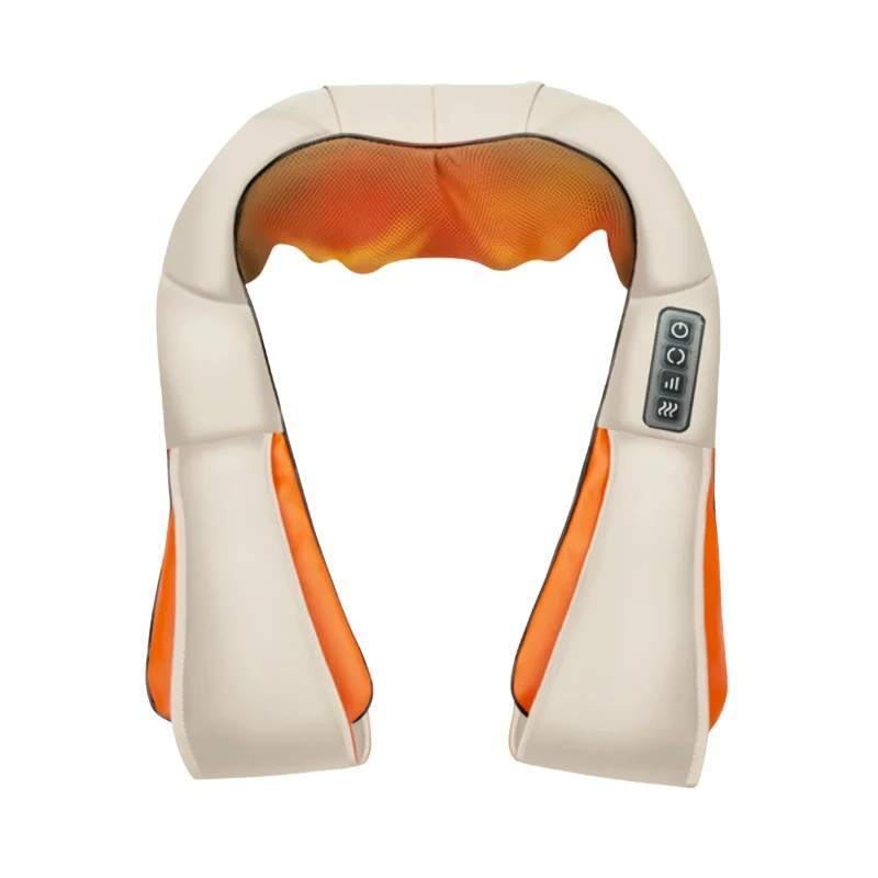 Shiatsu nakke- og skuldermassageapparat, varmeterapi, beige