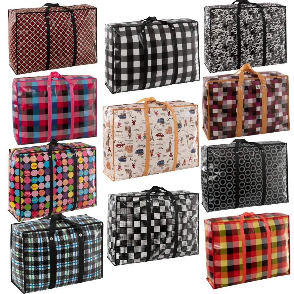 Stora återanvändbara shoppingkassar, 10-pack, med dragkedja, 90x60x30cm | Hem & Hobby | Pryloteket