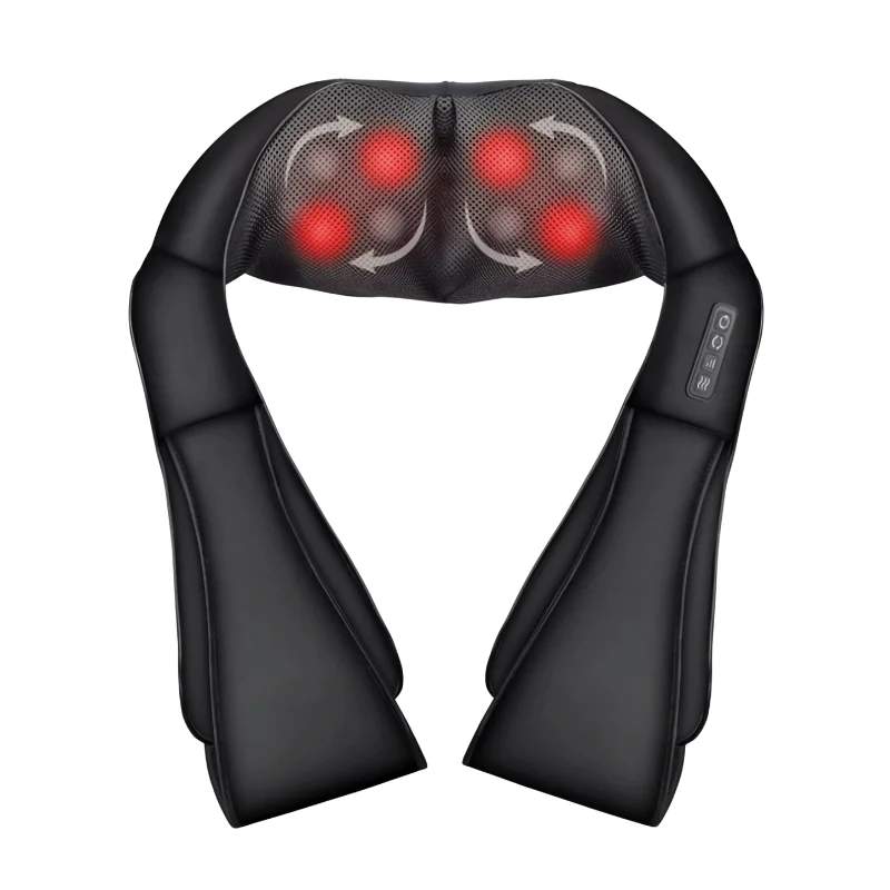 Shiatsu nakke- og skuldermassageapparat, varmeterapi, sort