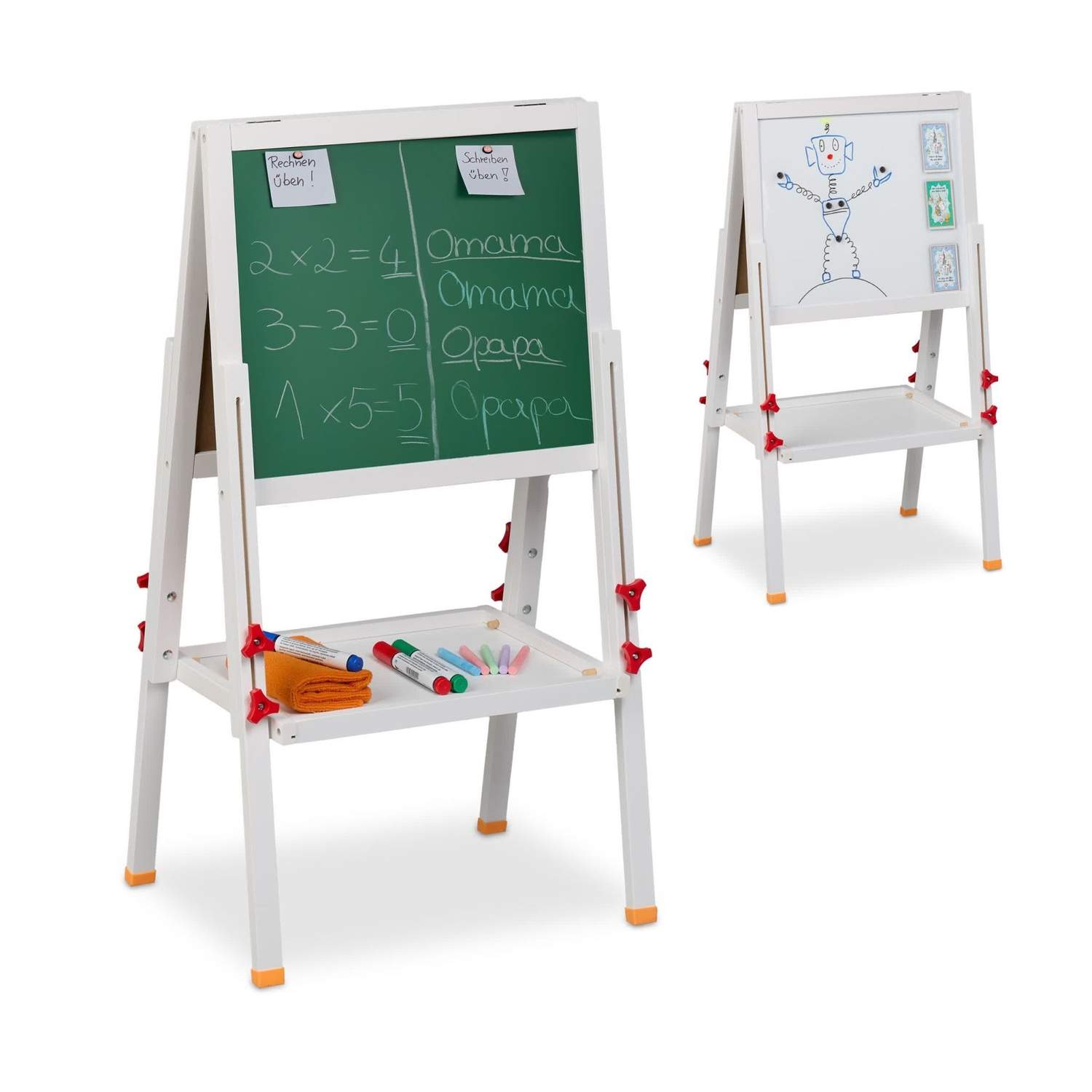 Børnekunststaffeli – justerbar whiteboard og kridttavle