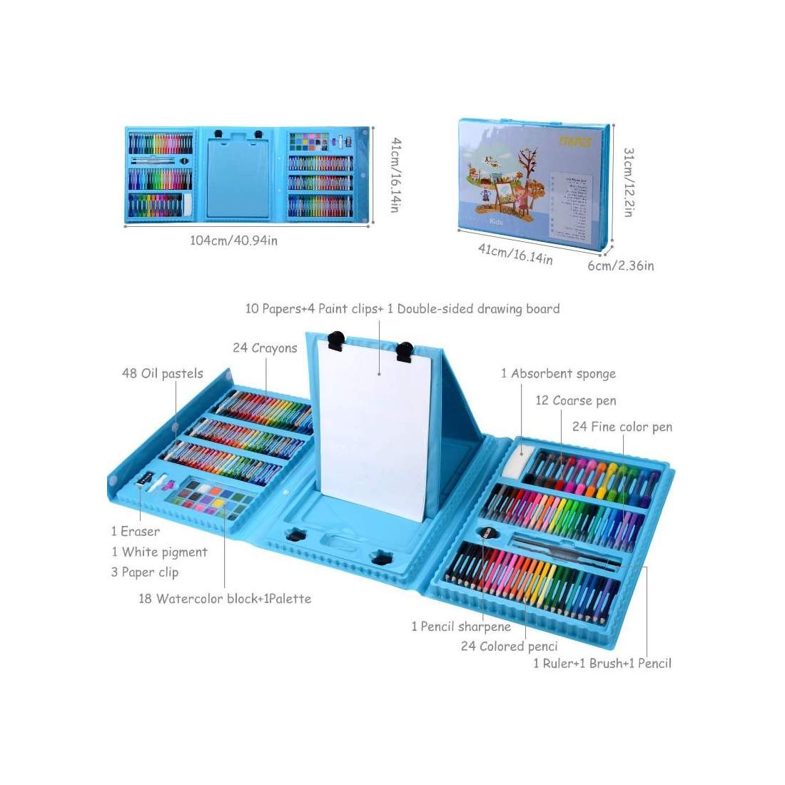 Art Box for kids, 176 pieces Blue eStore
