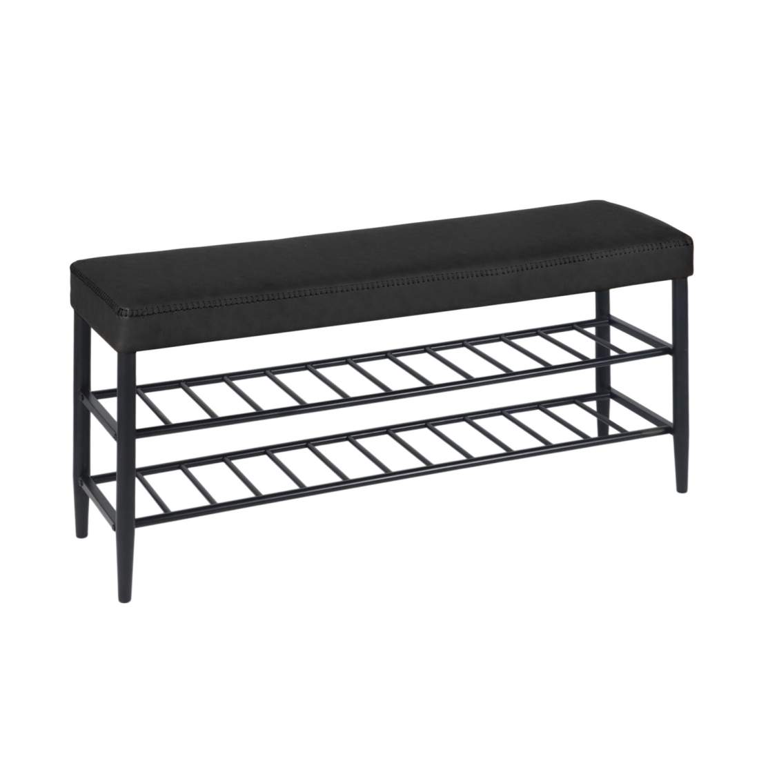 Skoförvaringsbänk – Konstläder, 2 hyllor, Mid-Century-stil | Hem & Hobby | Pryloteket