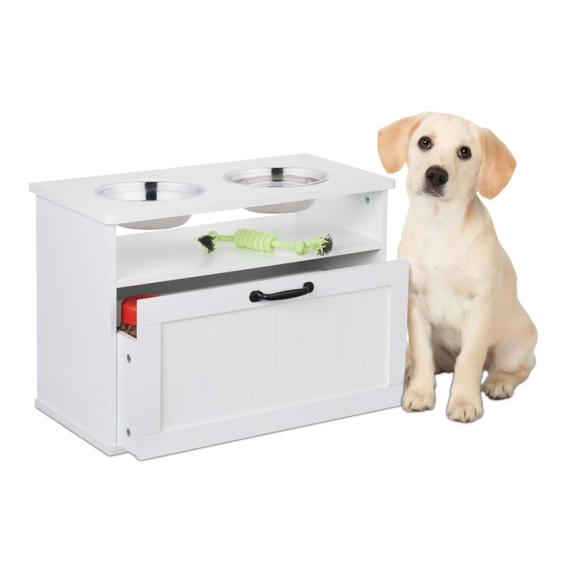 Upphöjd hundmatningsstation – Vit, stor, ergonomisk design | Hem & Hobby | Pryloteket