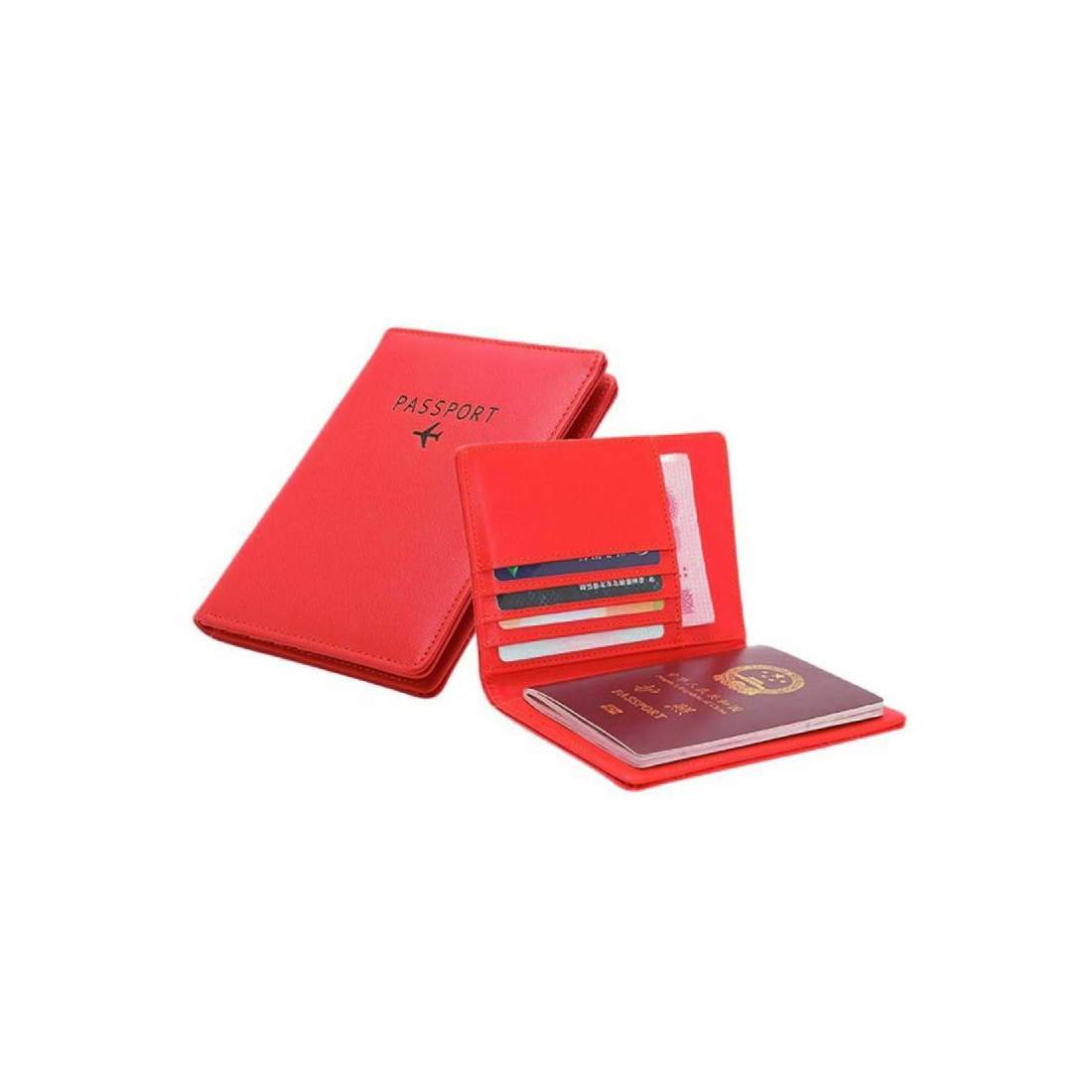 Passport holder in PU leather, Red eStore