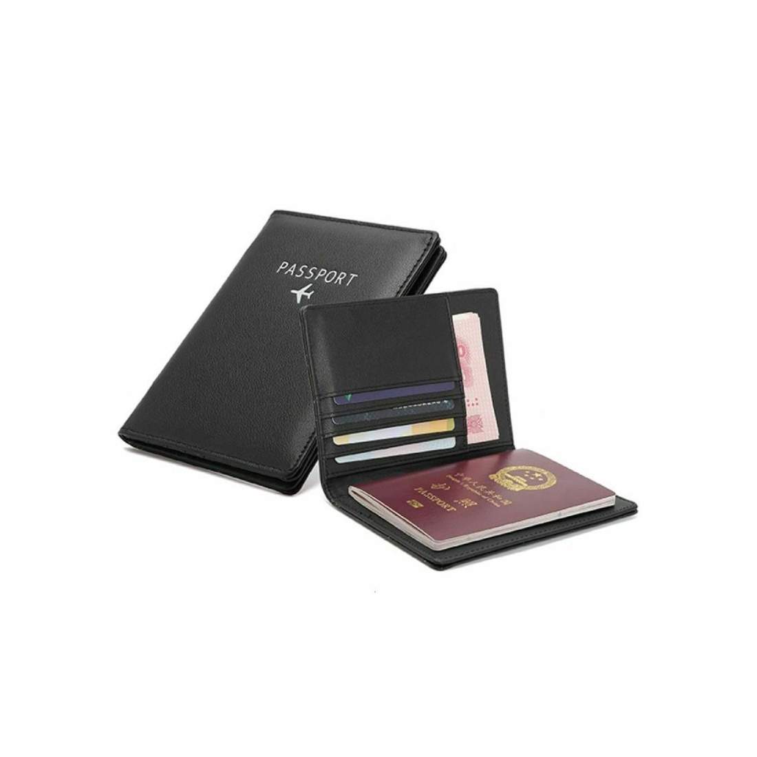 Passhållare i PU-läder, Svart | Mode & Accessoarer - Väskor & Plånböcker - Plånböcker & Passfodral | Pryloteket
