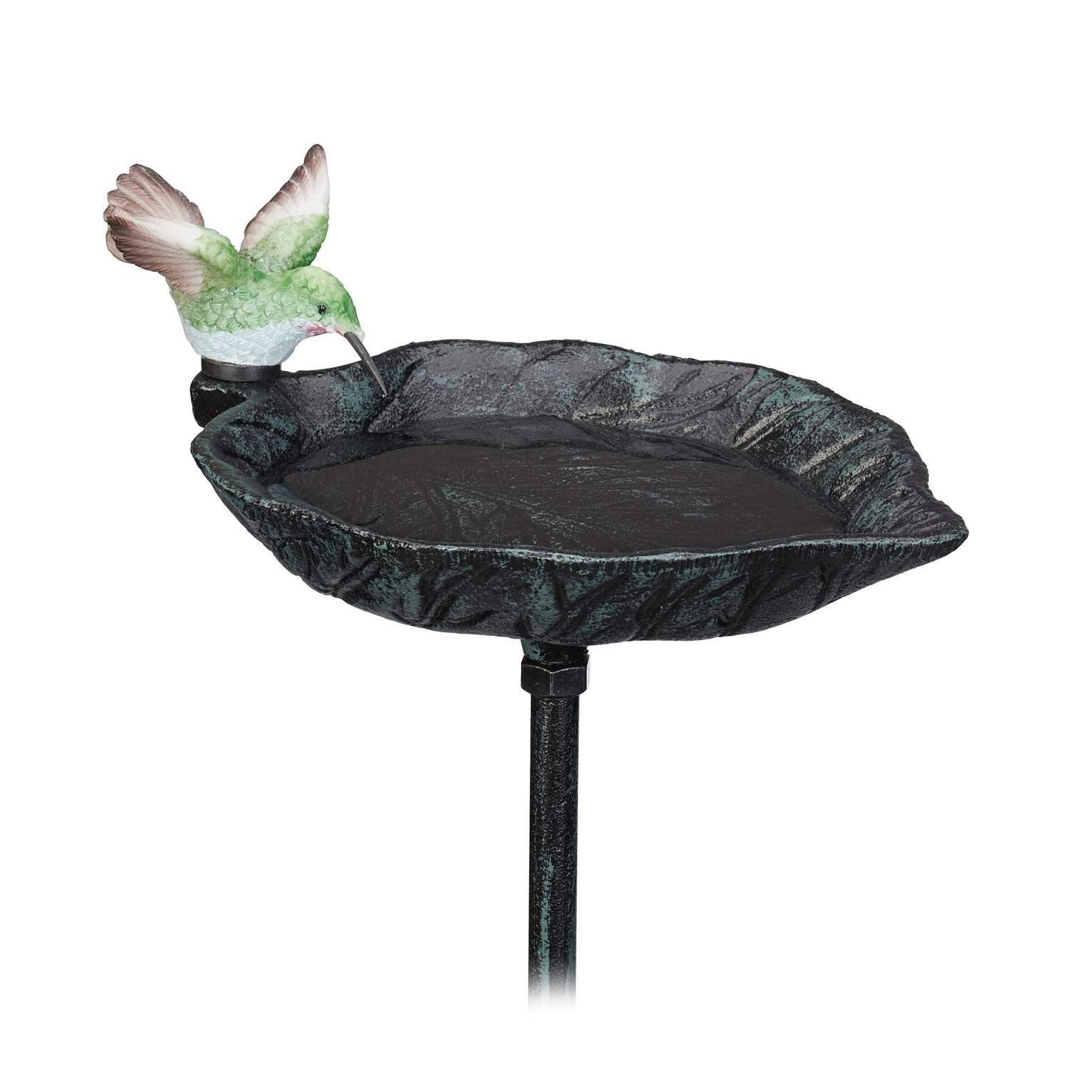 Fuglebad i støbejern med pæl – Vintage bladdesign