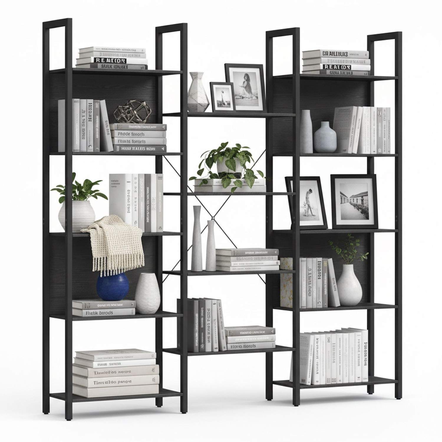 Industriel bogreol – rustik opbevaringsenhed med 14 niveauer