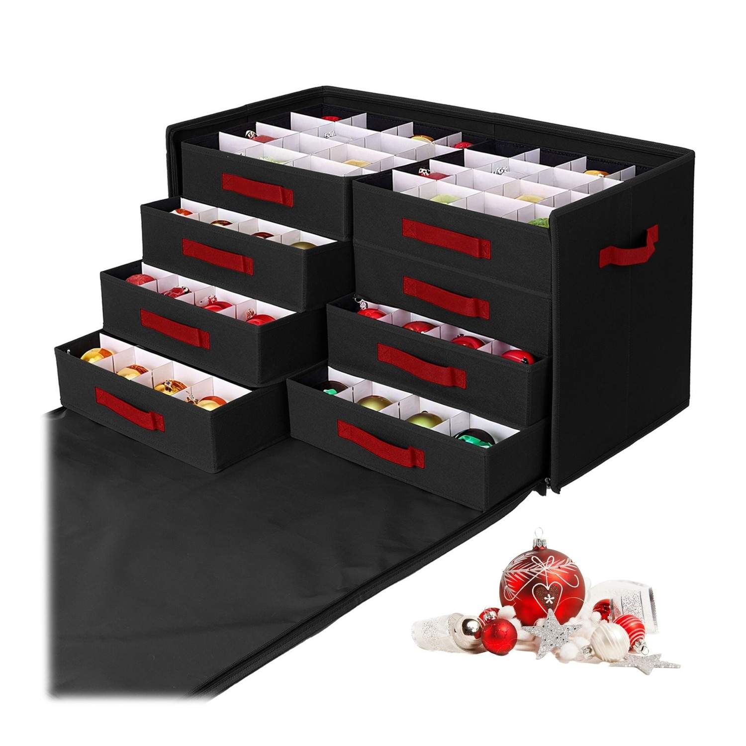 Julekugleopbevaringskasse – justerbare rumdelere, klar