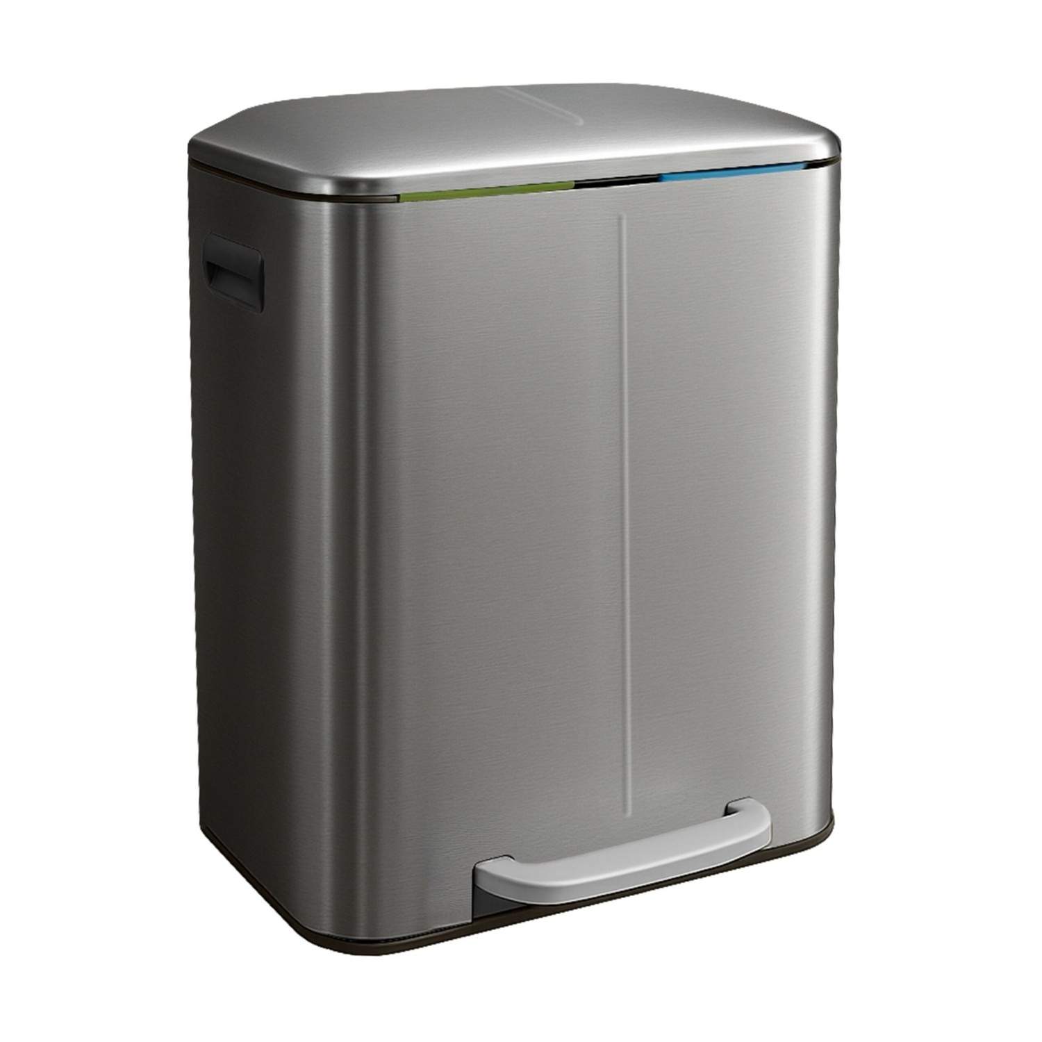 2-lokeroinen keittiön roskakori – pehmeästi sulkeutuva, polkimella toimiva