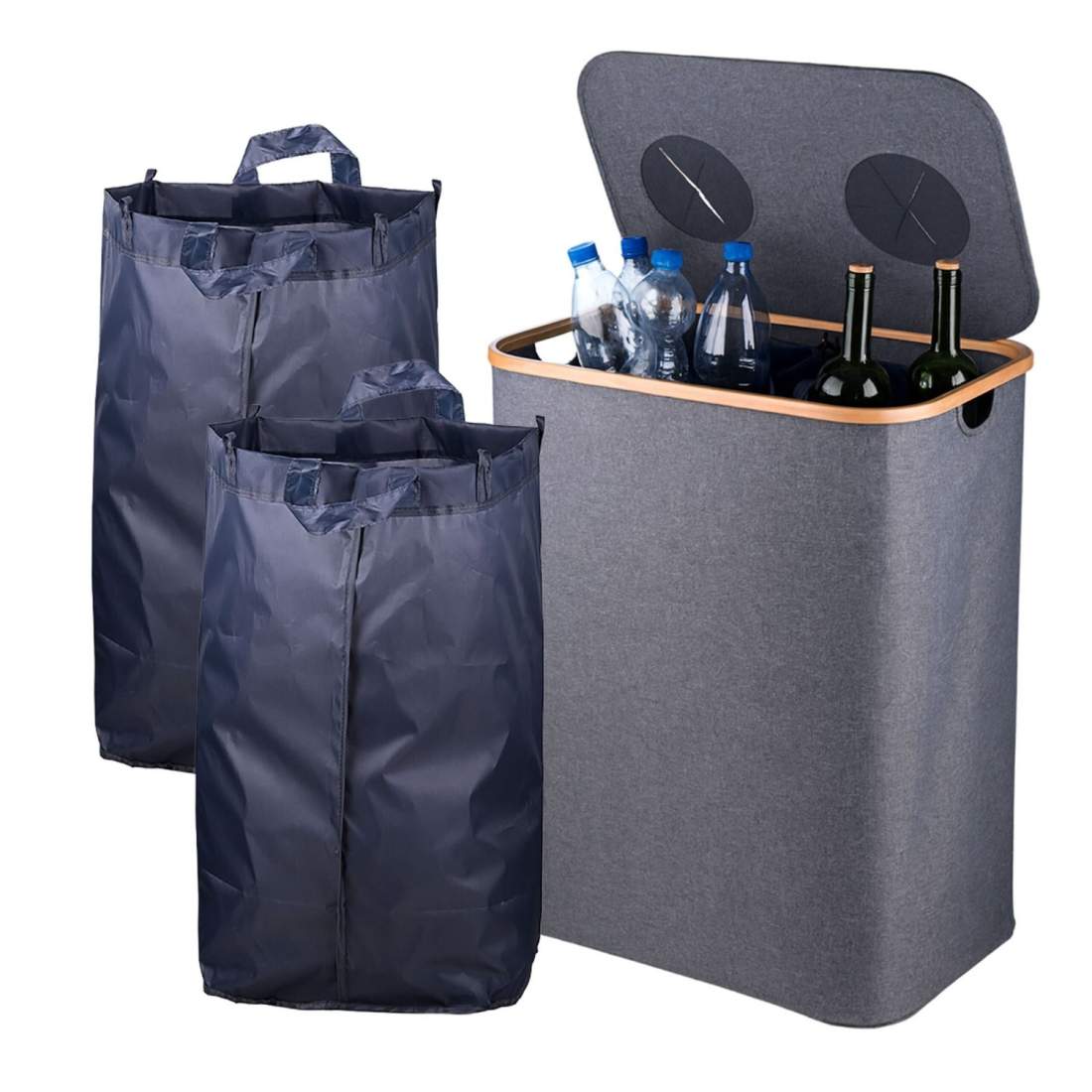 Pantbehållare för återvinning av flaskor – 2 sektioner, lättrengjorda påsar | Hem & Hobby | Pryloteket