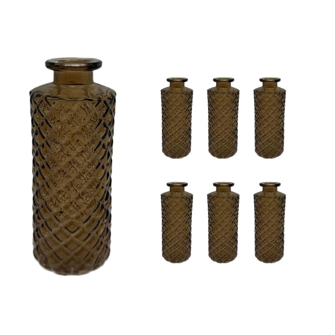 Mini-set med texturerade glasvaser – vintagestil, 6 delar | Hem & Hobby | Pryloteket