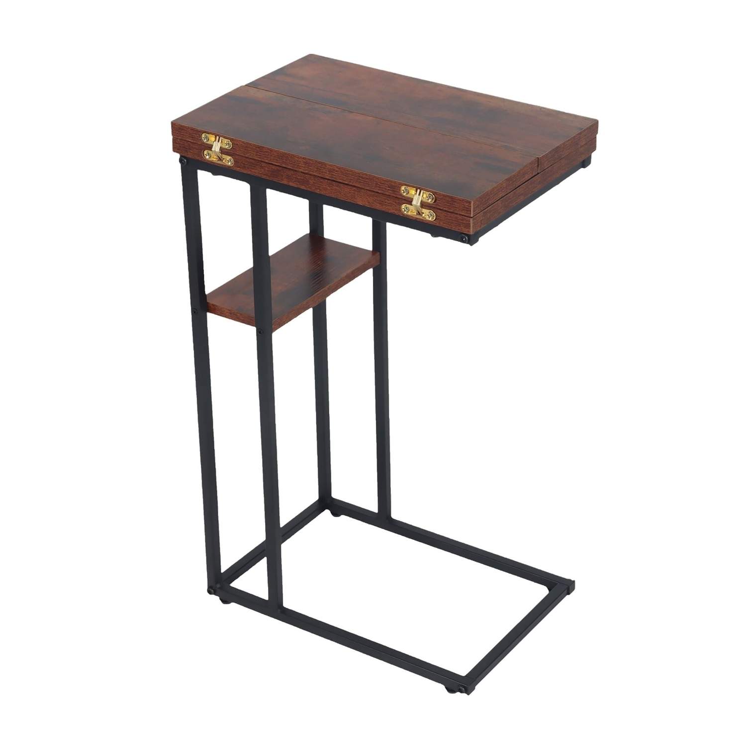 Sammenklappeligt C-formet sidebord – Trælook, Pladsbesparende