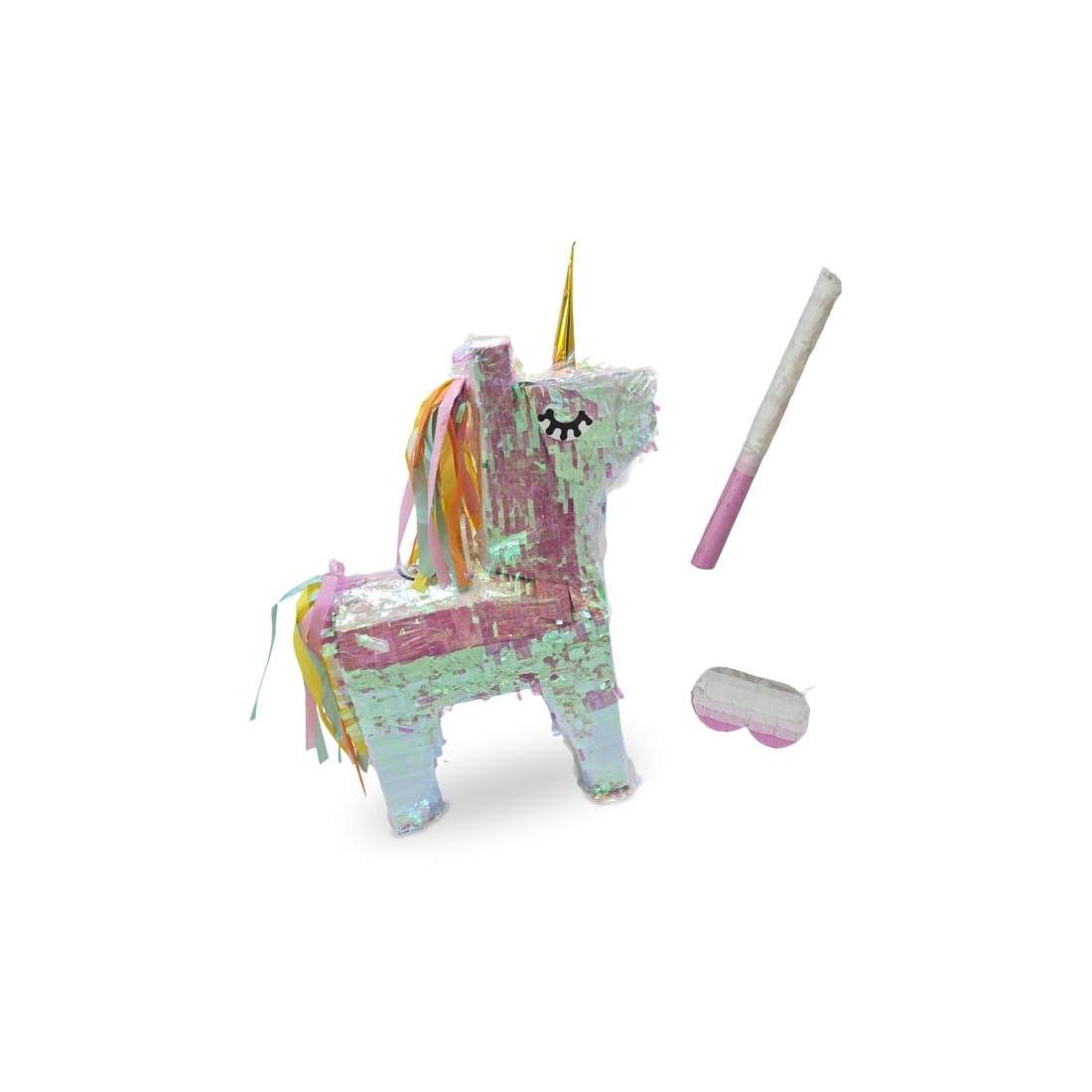 Enhörningspiñataset – Holografisk, Inkluderar Pinne och Mask | Hem & Hobby | Pryloteket