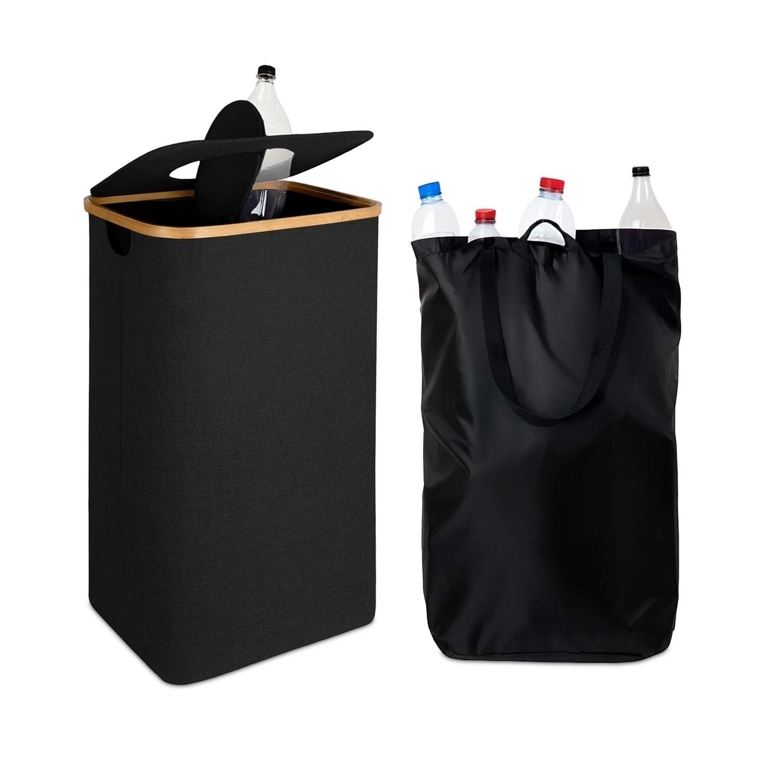 Flasksamlare 100L – Filt, Bambu, Avtagbar Påse | Hem & Hobby | Pryloteket